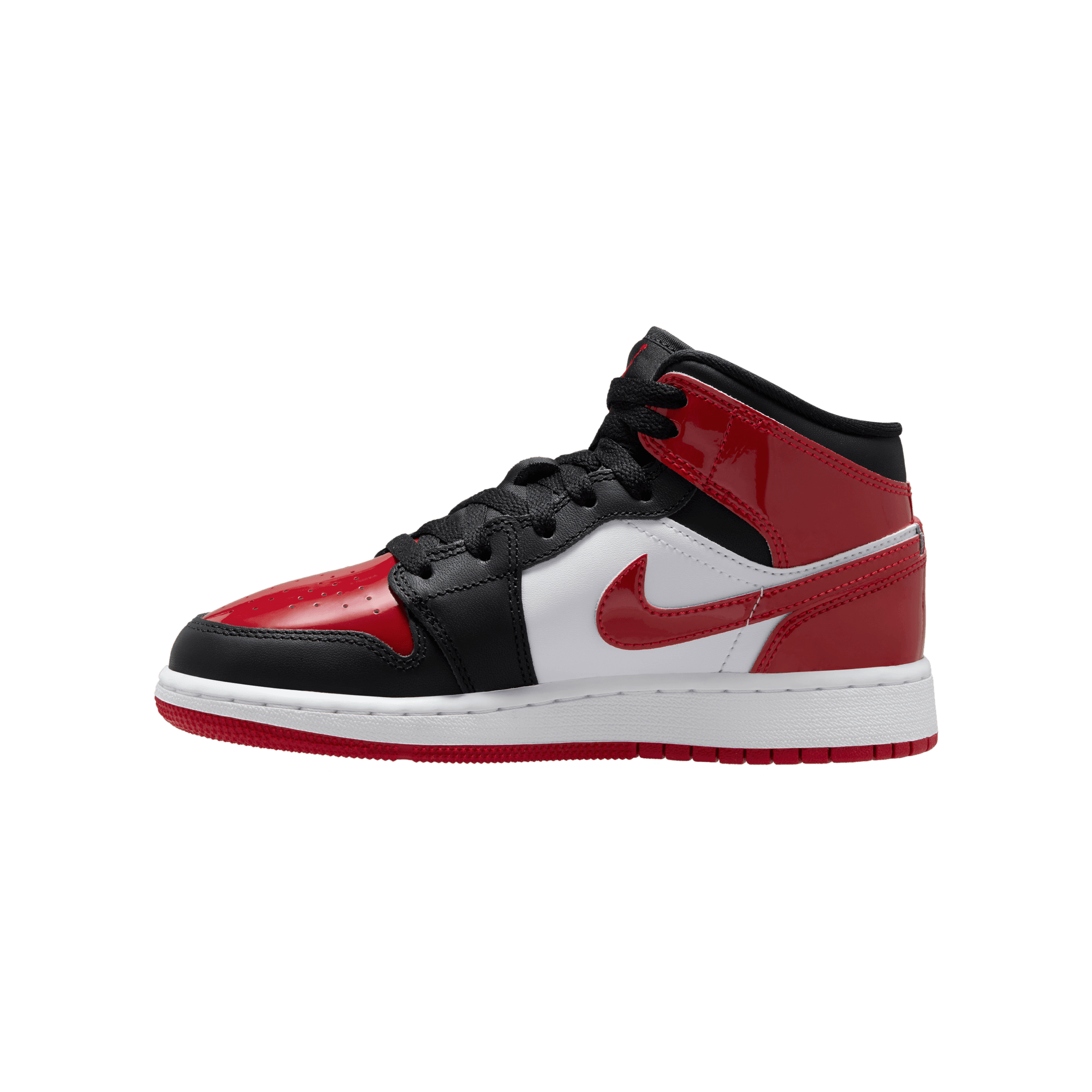 Big Kids' Air Jordan 1 Mid  "Patent Bred Toe"