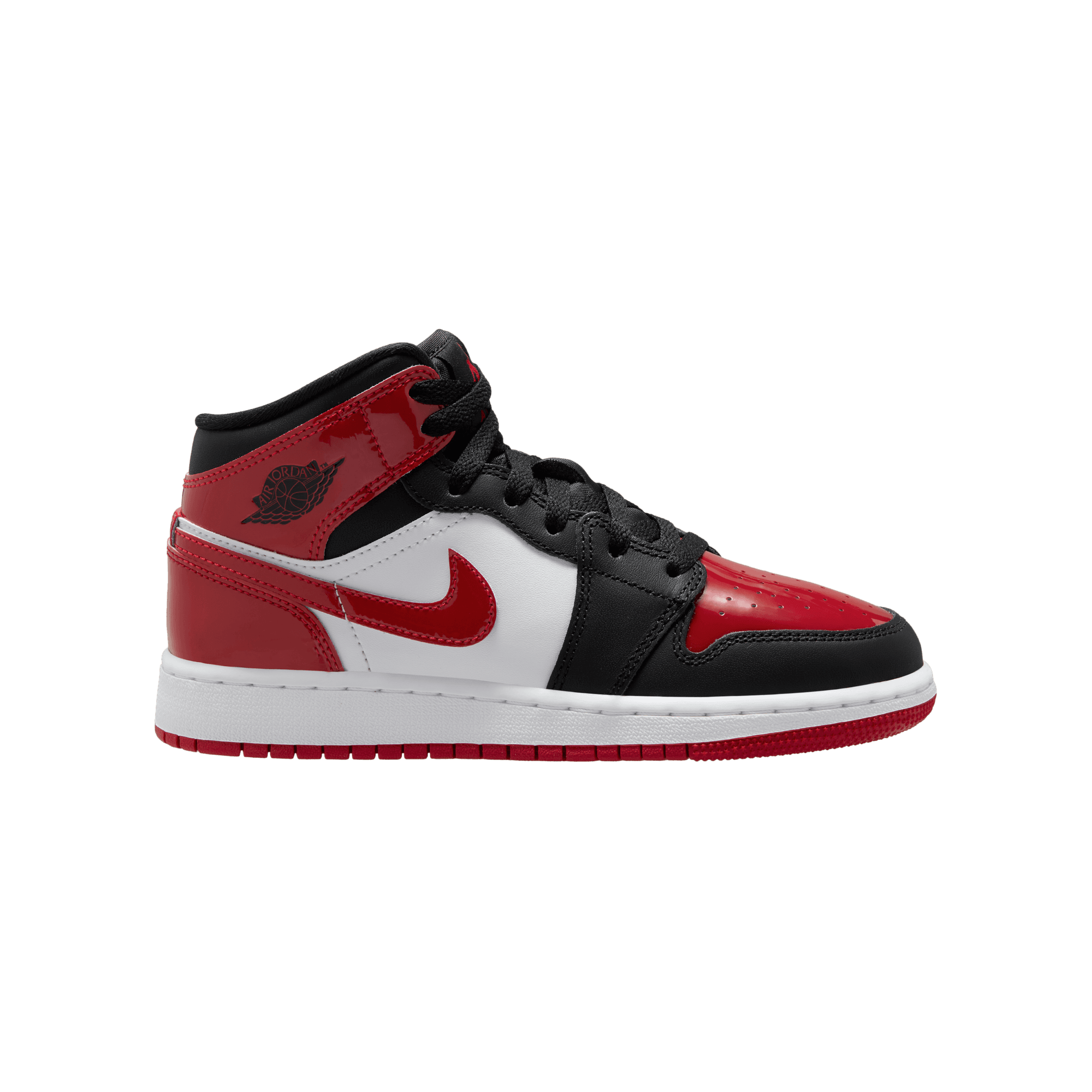 Big Kids' Air Jordan 1 Mid  "Patent Bred Toe"