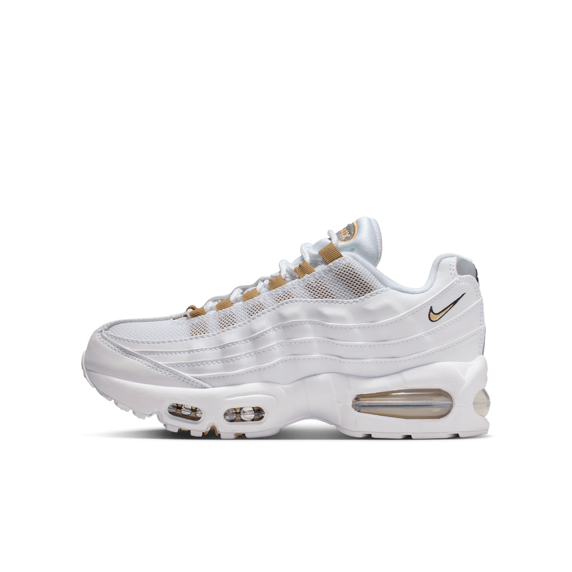 Big Kids' Nike Air Max 95 "White Metallic Gold"