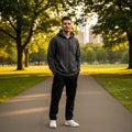 The Closet Inc Men's Fleece Zipper Plain Charcoal