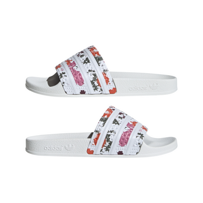 Women's Adidas Adilette Slides "White Florals"