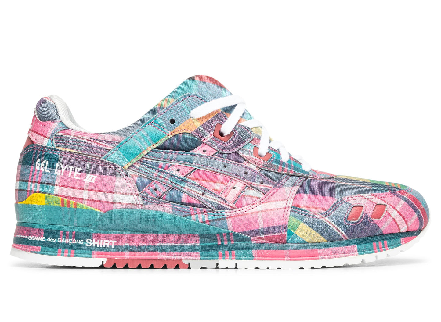 Comme des Garçons SHIRT x ASICS Gel Lyte III in Pink Plaid