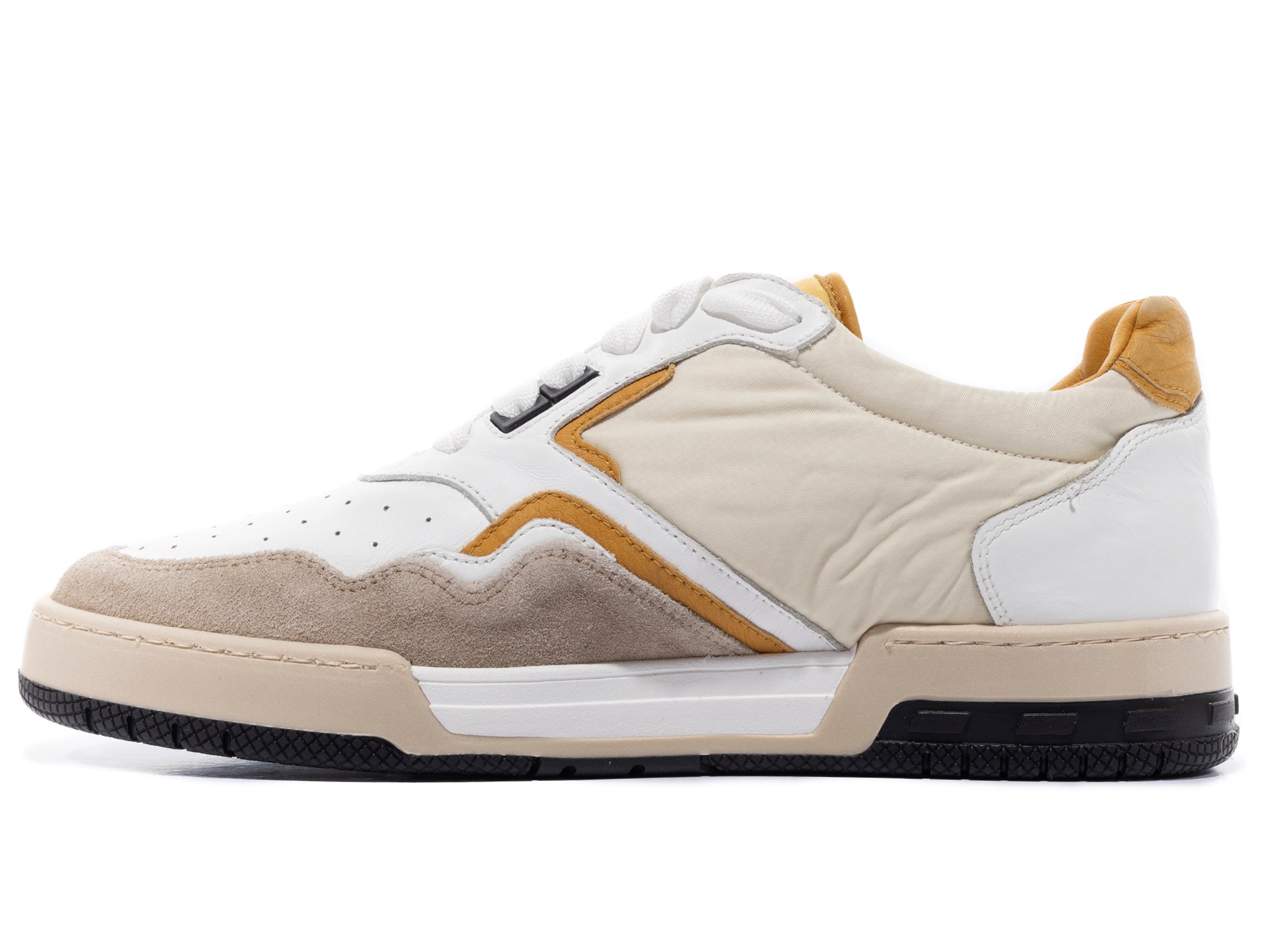 Rhude Racing Sneaker in White / Mustard / Beige