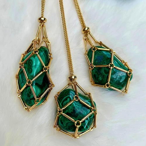 Golden Tranquil Crystal Pouch Necklace