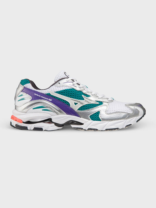 Mizuno Wave Rider 10 Sneakers | Silver/Teal Blue