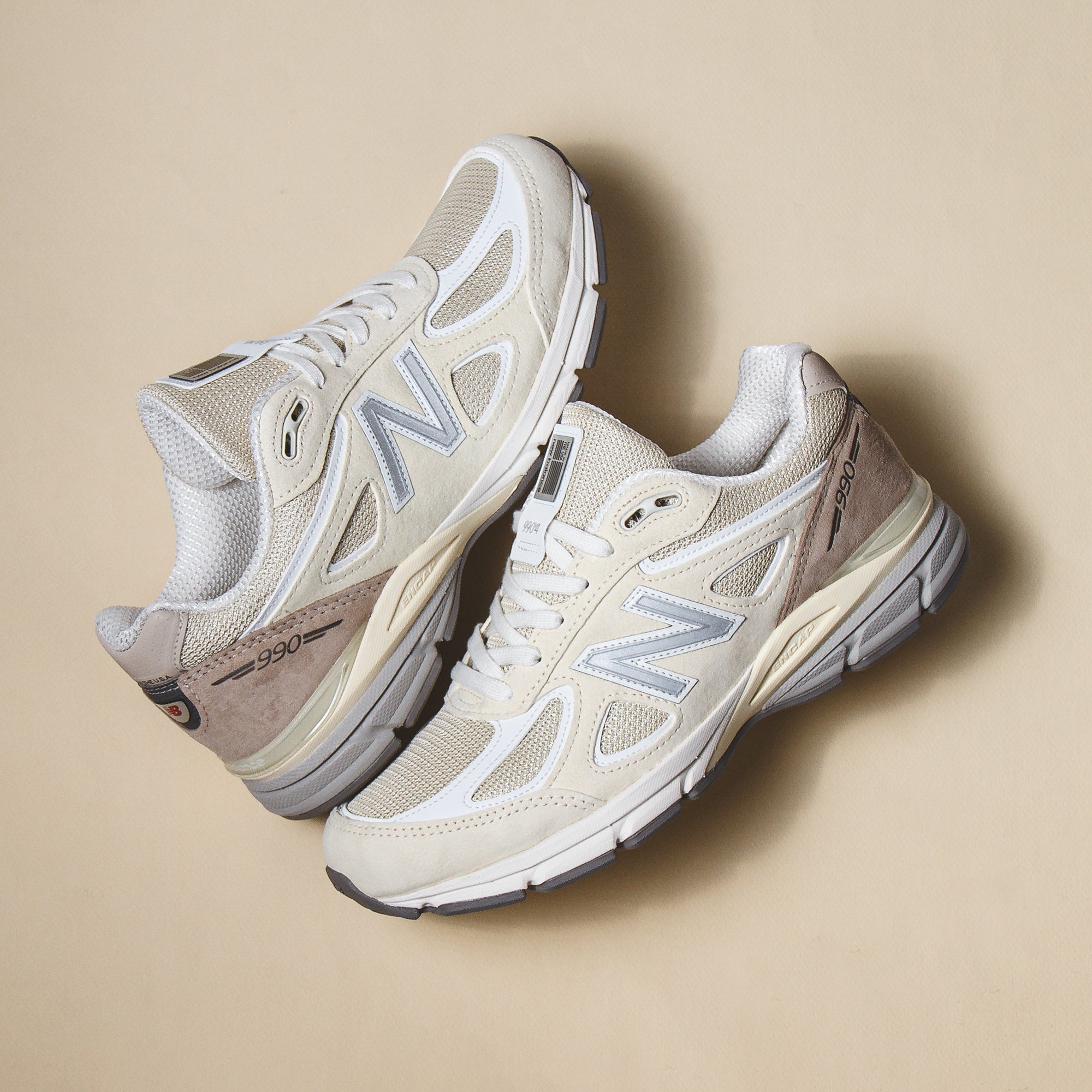 New Balance Unisex 990v4 Limestone Made In USA U990TE4