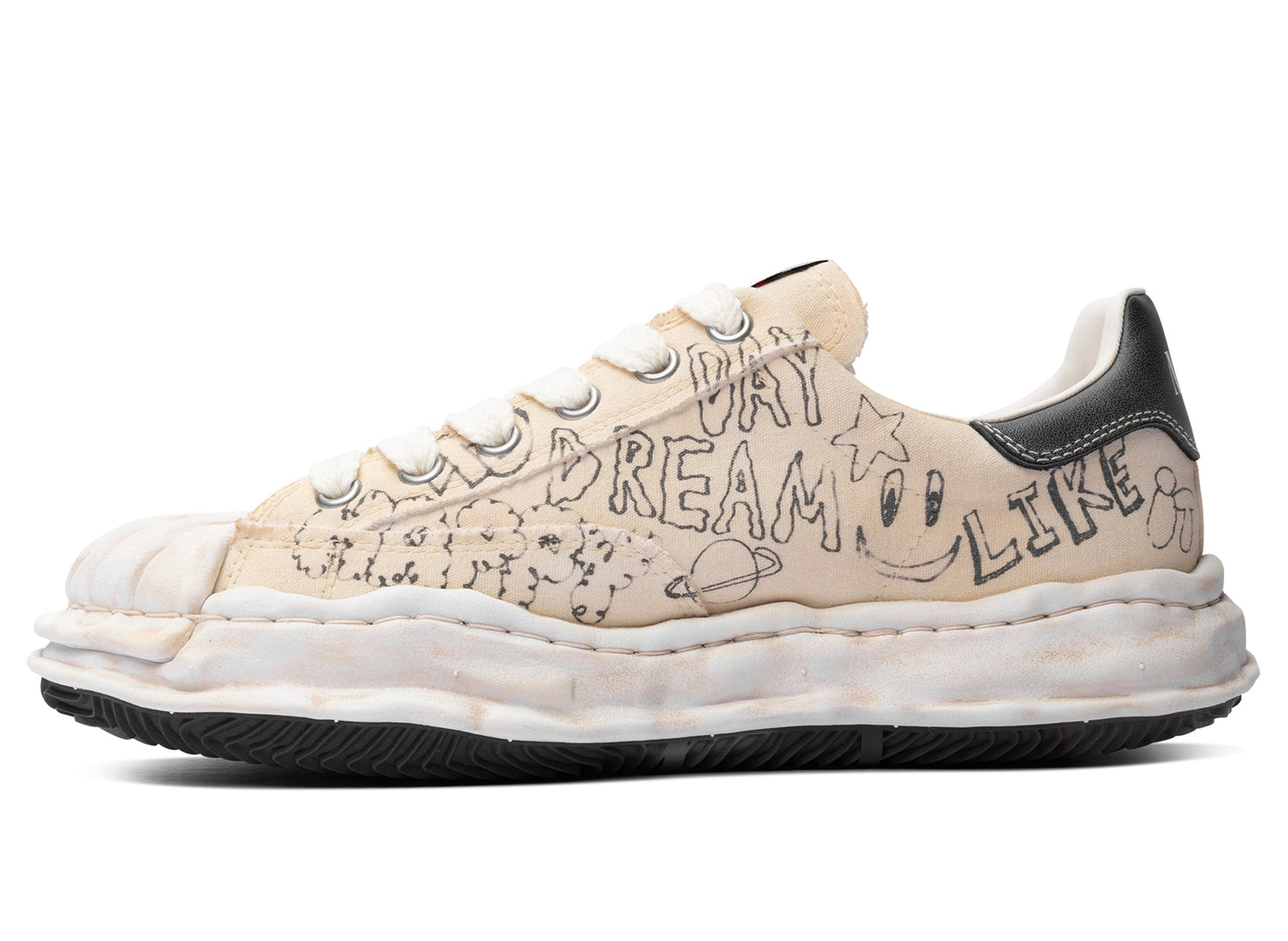 Maison Mihara Yasuhiro "BLAKEY" OG Sole Graffiti Printed Canvas in White