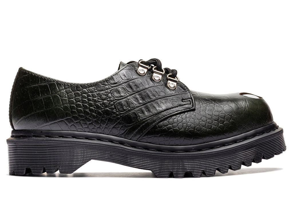 Dr. Martens Crocodile 1461 Bex Steel Toe Leather Shoes in Forest Green
