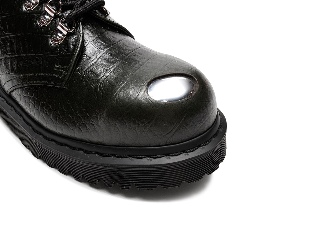 Dr. Martens Crocodile 1461 Bex Steel Toe Leather Shoes in Forest Green