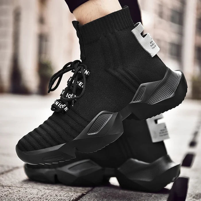 StreetFlow Lace-Up Knit Sneakers