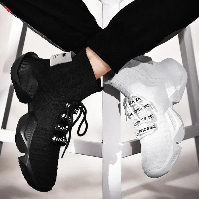 StreetFlow Lace-Up Knit Sneakers