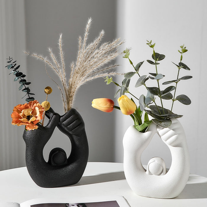 Vinthentic Elegance in Hands Vase
