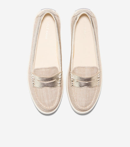 W31191:NATURAL/CH CHEVRON GOLD CANVAS/GOLD METALLIC LEATHER